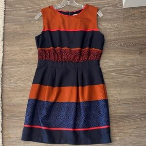 Elegant Orange and Navy Dress